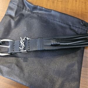 NWT Saint Laurent YSL Black Woven Leather Belt $595